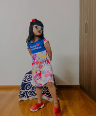 Girl's Purple "You Are My Universe" Graphic Frock – 100% Cotton, Comfortable & Fun