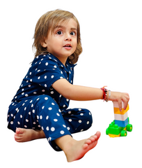 Kids Unisex Navy Polka Dot Night suit, 100% Cotton