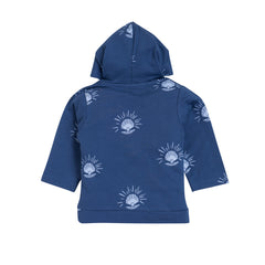Kids Unisex Blue Hoodie Set – Sunburst Print | 100% Cotton Loungewear
