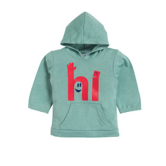 Kids Unisex Green Hoodie Set & 100% Cotton – Fun 'Hi' & 'Hello' Print | Comfortable Loungewear