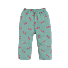 Kids Unisex Green Hoodie Set & 100% Cotton – Fun 'Hi' & 'Hello' Print | Comfortable Loungewear