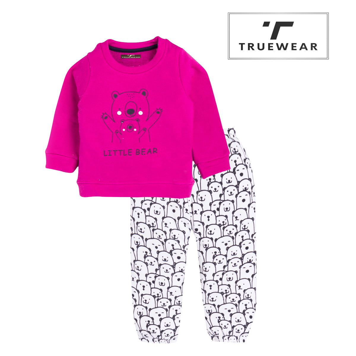 Girl's Little Bear Sweat Top and Bottom Set - 100% Cotton