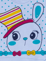 Girl's Cute Bunny Blue Sweat Top and Bottom Pyjama Set.