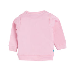 Girl's Cute Bunny Sweat Top and Bottom Pyjama Set - 100% Cotton (Pink)