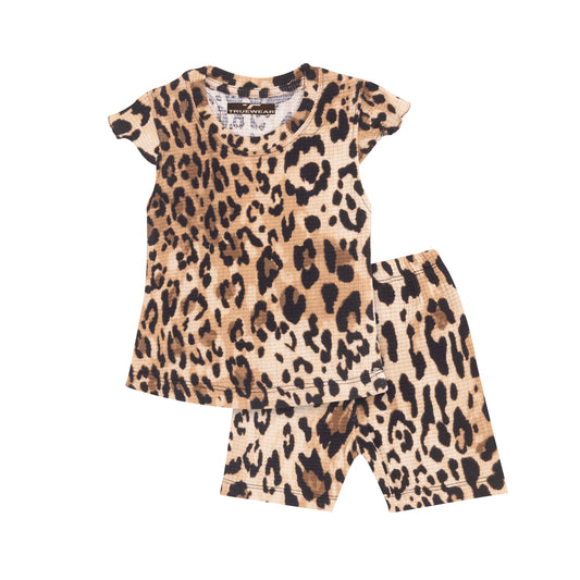 Girl's Leopard Print T-Shirt and Shorts Set, 100% Cotton | Soft and Stylish Loungewear