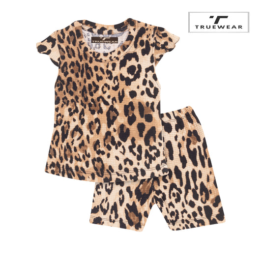 Girl's Leopard Print T-Shirt and Shorts Set, 100% Cotton | Soft and Stylish Loungewear