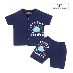 Infants Unisex Navy "Little Pirate" T-shirt and shorts set – 100% Cotton