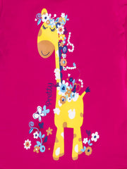 Girls' Pink Giraffe Frock and Leggings Set—100% Cotton