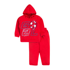 Kids Unisex Red Goal Hoodie And joggers Set | Stylish Soccer-Inspired Activewear, 100% Cotton