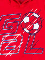 Kids Unisex Red Goal Hoodie And joggers Set | Stylish Soccer-Inspired Activewear, 100% Cotton