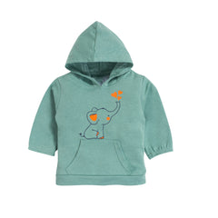 Kids Unisex Green Elephant Hoodie Set | Adorable & Comfortable Loungewear, 100% Cotton