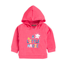 Girl's Pink "A Little Magic" Hoodie & Star Print Jogger Set, 100% Cotton