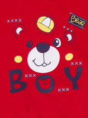 Boy's Red Bear "BOY" Sweat top and bottom set.100% Cotton