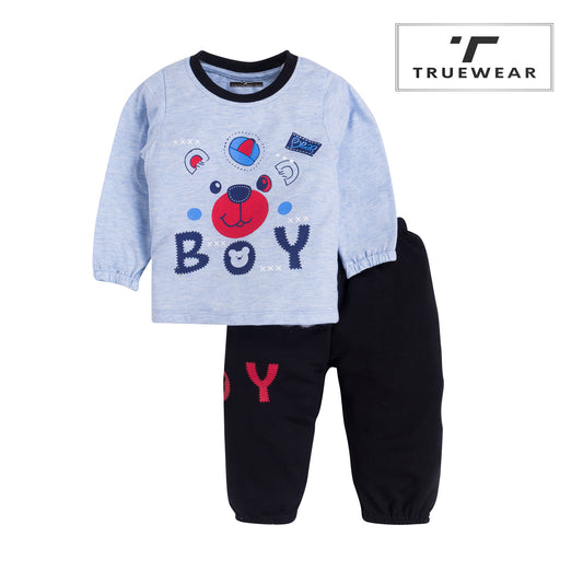 Boy's Blue Bear "BOY" Sweat top and bottom set, 100% Cotton