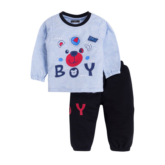 Boy's Blue Bear "BOY" Sweat top and bottom set, 100% Cotton