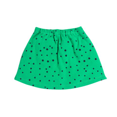 Girl's Bird Print T-Shirt & Green Polka Dot Skirt Set, 100% Cotton