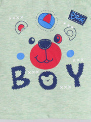 Boy's Green Bear "BOY" Sweat Top & Bottom Set, 100% Cotton