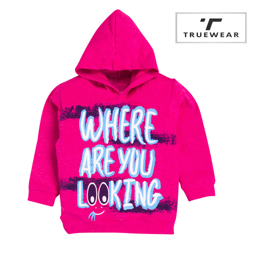 Kids Unisex Pink "WHERE ARE YOU LOOKING?" Hoodie, 100% Cotton