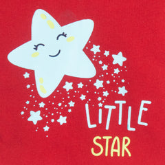Girl's Red "Little Star" T-Shirt & Blue Star Print Skirt Set, 100% Cotton