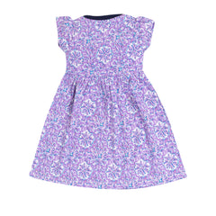 Girl's Purple Floral Print Frock.