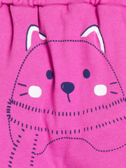 Girls Pink Cat Face Graphic Jogger Pants – 100% Cotton, Soft & Cosy