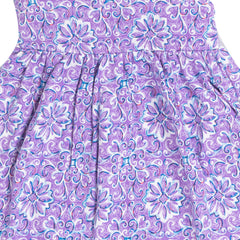 Girl's Purple Floral Print Frock.