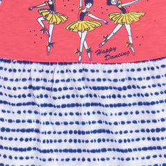 Girl's Coral "Happy Dancing" Ballerina Frock, 100% Cotton