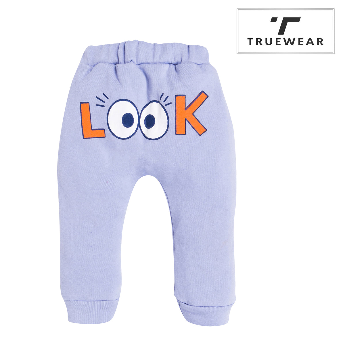 Kid's Unisex Purple "LOOK" Graphic Jogger Pants – 100% Cotton, Soft & Fun