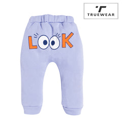 Kid's Unisex Purple "LOOK" Graphic Jogger Pants – 100% Cotton, Soft & Fun