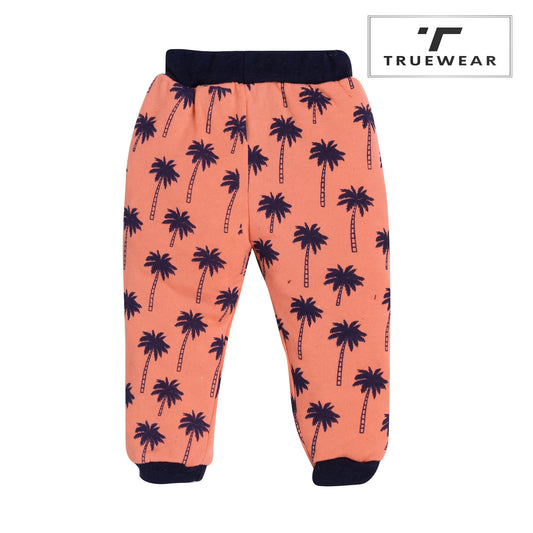 Kid's Unisex Coral Palm Tree Graphic Jogger Pants – 100% Cotton, Soft & Comfortable