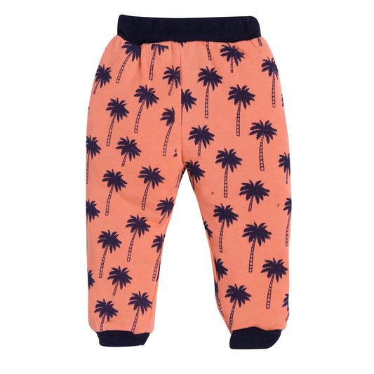 Kid's Unisex Coral Palm Tree Graphic Jogger Pants – 100% Cotton, Soft & Comfortable