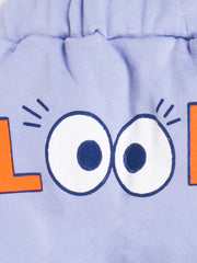Kid's Unisex Purple "LOOK" Graphic Jogger Pants – 100% Cotton, Soft & Fun