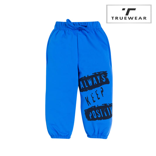 Kid's Unisex Blue "Always Keep Positive" Graphic Jogger Pants – 100% Cotton, Comfortable & Motivational