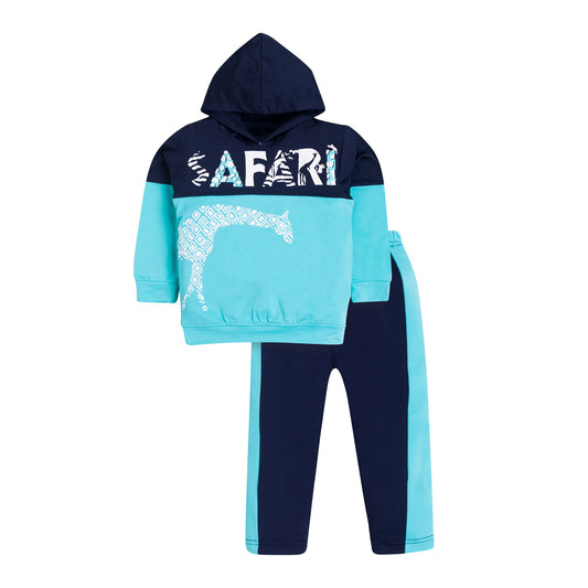 Boys Safari Graphic Hoodie & Jogger Set – 100% Cotton, Comfortable & Stylish