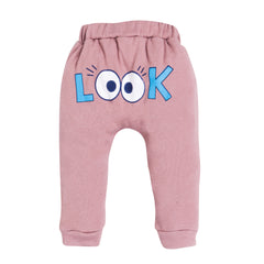 Kid's Unisex Tan colour "LOOK" Graphic Jogger Pants – 100% Cotton, Soft & Playful