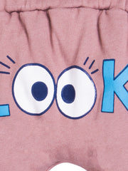 Kid's Unisex Tan colour "LOOK" Graphic Jogger Pants – 100% Cotton, Soft & Playful