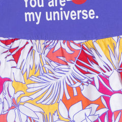 Girl's Purple "You Are My Universe" Graphic Frock – 100% Cotton, Comfortable & Fun
