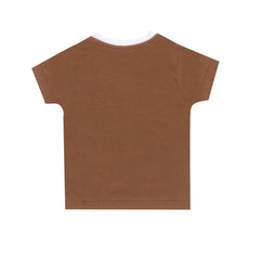 Kid's Unisex Brown "ABC Damo Bear" Graphic T-Shirt & Shorts Set – 100% Cotton, Cute & Comfortable