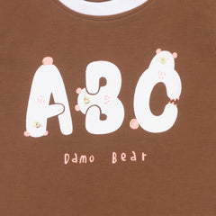 Kid's Unisex Brown "ABC Damo Bear" Graphic T-Shirt & Shorts Set – 100% Cotton, Cute & Comfortable