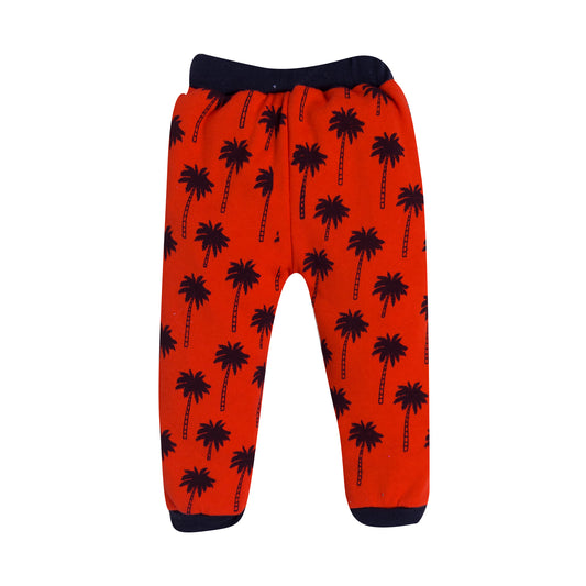 Kid's Unisex Red Palm Tree Graphic Jogger Pants – 100% Cotton, Soft & Comfortable