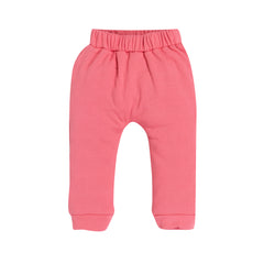 Girls Pink Bunny Graphic Jogger Pants with Star Accents – 100% Cotton, Soft & Cute