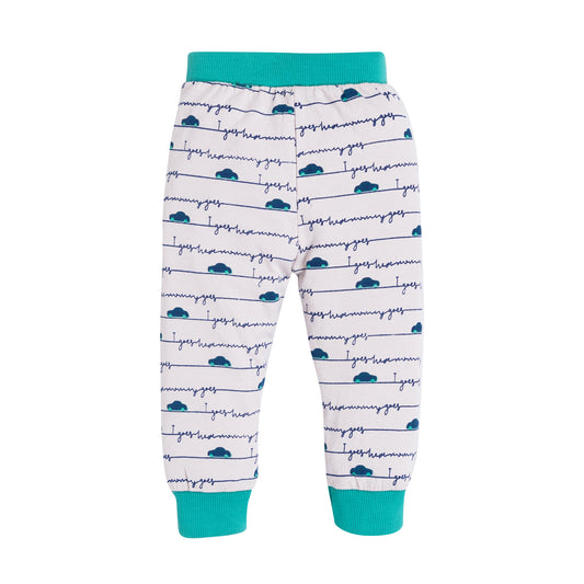 Kid's Unisex White/Green Car print Graphic Jogger Pants – 100% Cotton, Soft & Stylish