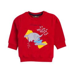 Kid's Unisex Red "Let's Have Fun!" Elephant Graphic Sweatshirt & Jogger Set – 100% Cotton, Cozy & Playful
