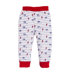 Kid's Unisex White/Red Lightning Bolt Graphic Jogger Pants – 100% Cotton, Soft & Stylish