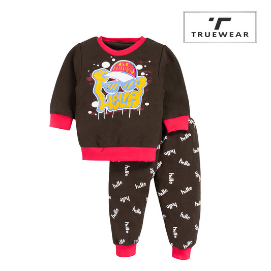 Boys "Hello" Graphic Sweatshirt & Jogger Set – 100% Cotton, Fun & Stylish
