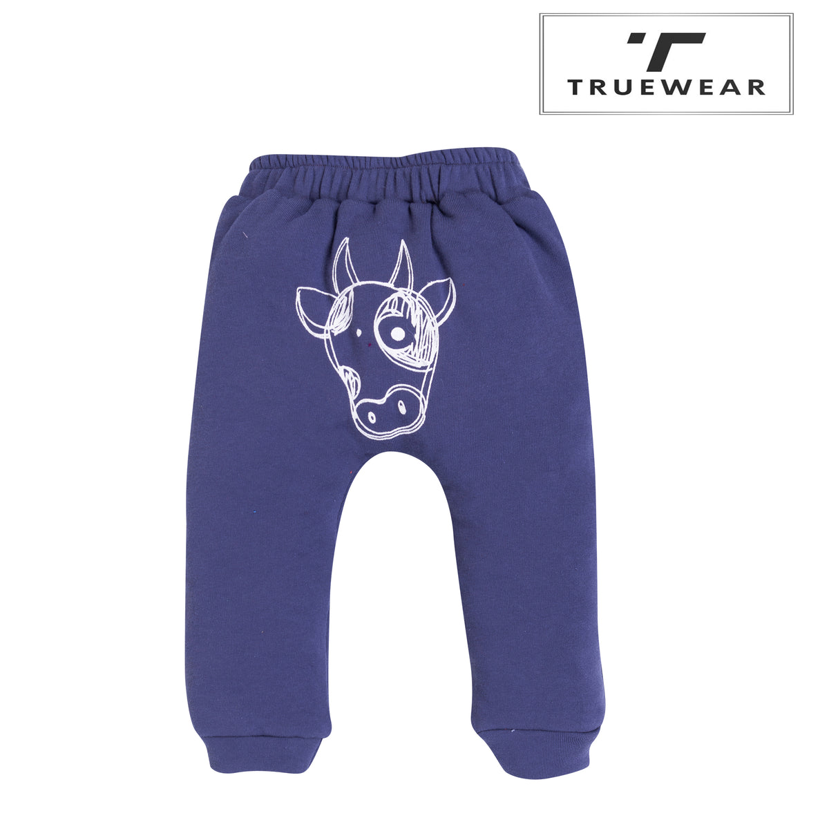 Baby's Unisex Purple Cow Print Graphic Jogger Pants – 100% Cotton, Soft & Comfortable