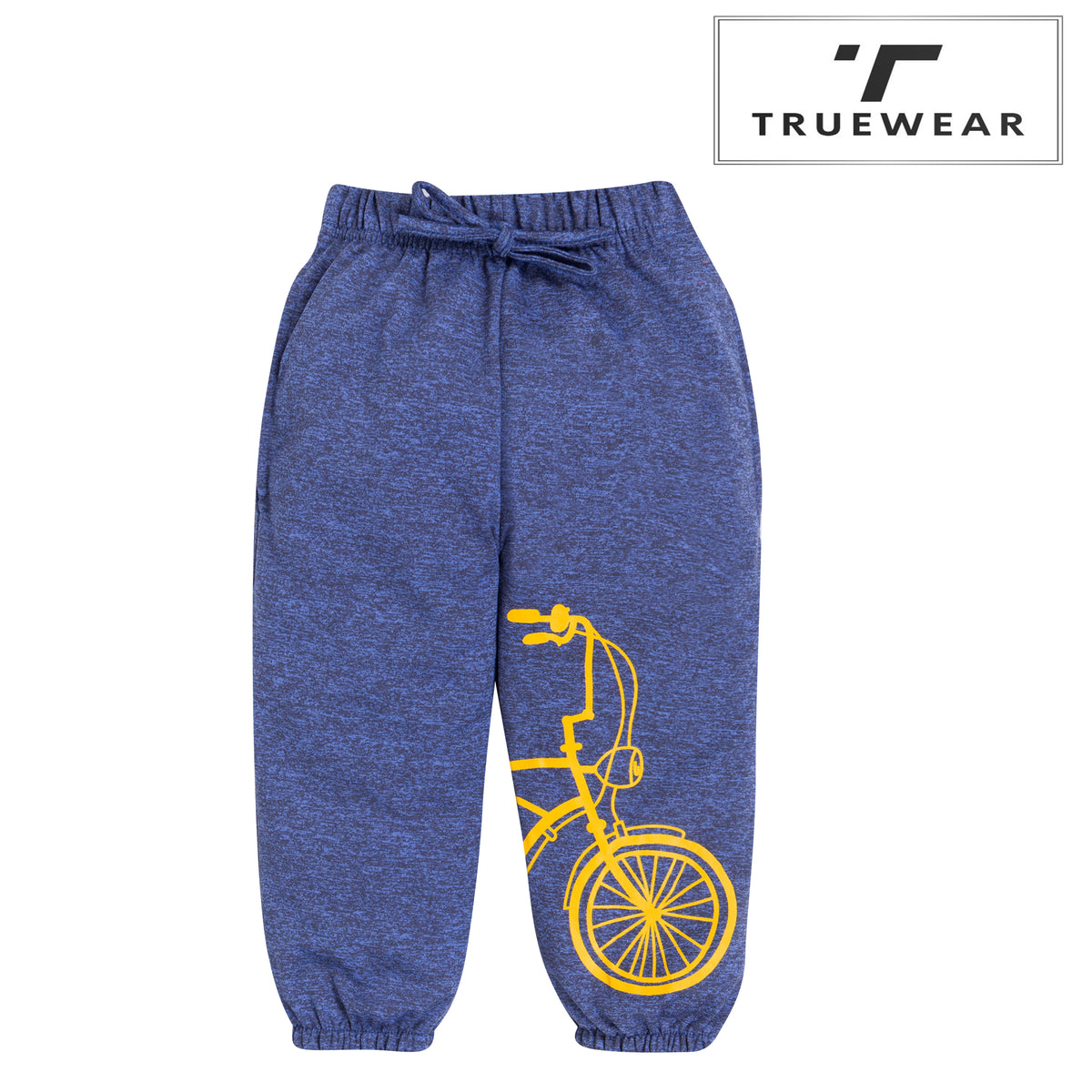 Kid's Unisex Blue Bicycle Graphic Jogger Pants – 100% Cotton, Stylish & Comfortable