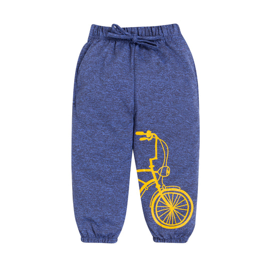 Kid's Unisex Blue Bicycle Graphic Jogger Pants – 100% Cotton, Stylish & Comfortable