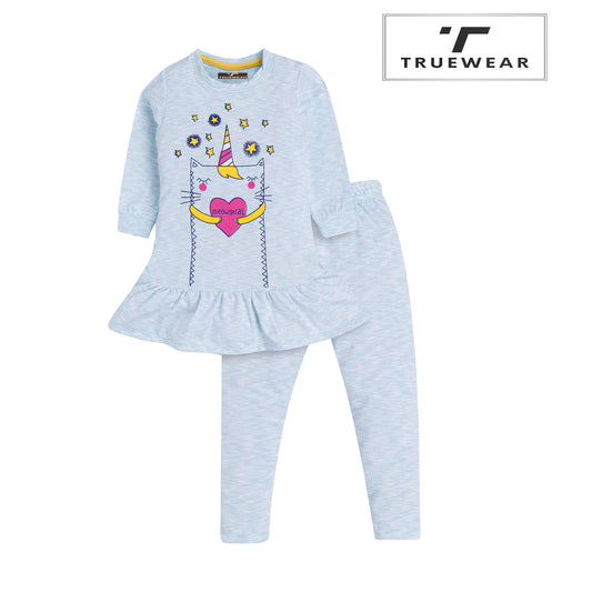Girls Unicorn Print Frock & Leggings.