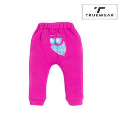Baby's Unisex Pink Smile Face Graphic Jogger Pants – 100% Cotton, Soft & Fun